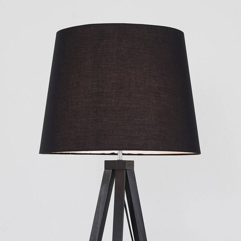 Nemours 159cm Basbro Tripod Floor Lamp Shade, Light Wood, Yes, Grey