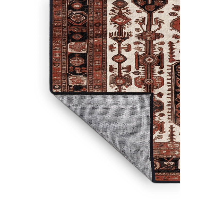 Tapis turc noir lavable à la machine, Carré 8 pi