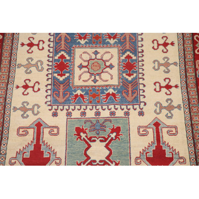 Handmade Ivory Kazak Area Rug 7x10