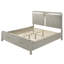 Grand cadre de lit grand avec éclairage d'ambiance et tiroirs intégrés, design contemporain, revêtement beige, tête de lit tapissier à tiroirs pour chambre à coucher, style moderne, finition, décoration