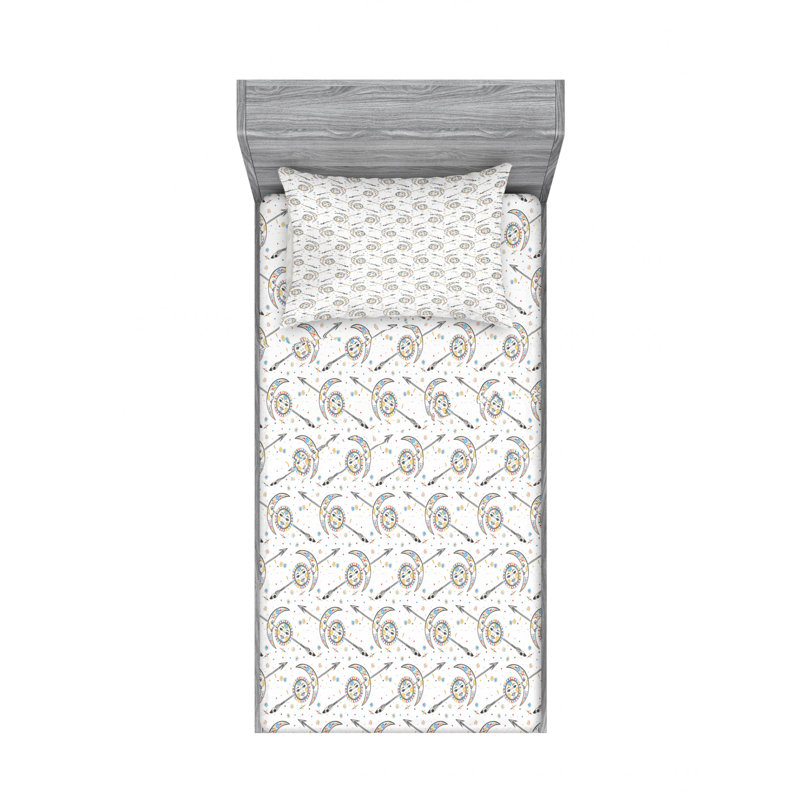 Microfiber Geometric Sheet Set, Twin XL Sheet Set with Fitted Sheet