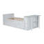 Lit plateforme multifonctionnel en bois avec bureau et tablette de rangement au bout du lit, lit gigogne intégré et 3 tiroirs-1129767488