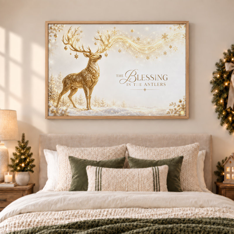 Art mural sur toile Golden Stag, H 36 po x l 48 po
