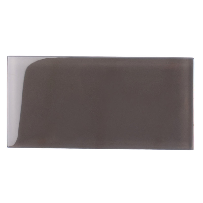 3"X 6" Polished Glass Subway Tile, Ash Gray