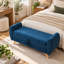 Banc de rangement Pocono en velours côtelé avec pattes en bois et siège rabattable-112291432