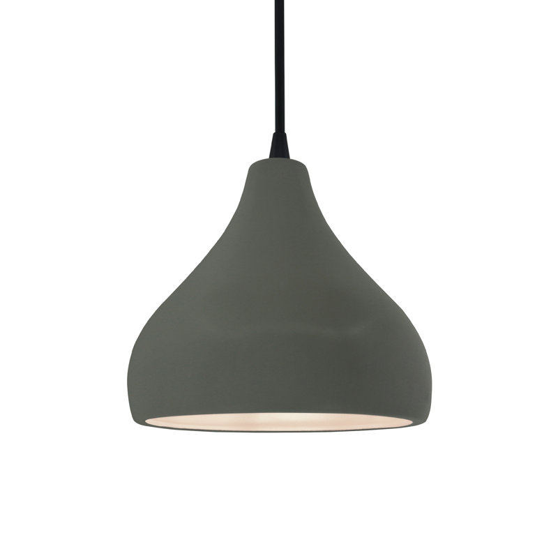 Luminaire suspendu à 1 lumière Meydan, Étain, vert, H 7,25 po x l 8 po x P 8 po, Noir mat