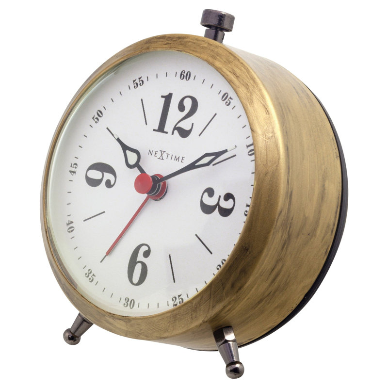 Analog Metal Quartz Movement / Crystal Tabletop Clock with Alarm, White