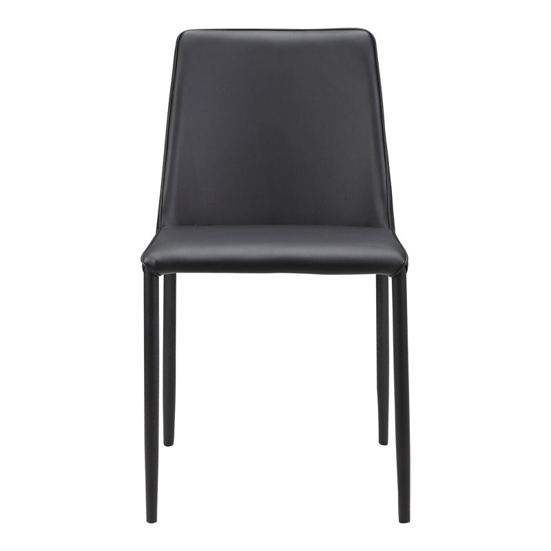 Noel Upholstered Dining Chair, Black Faux Leather, Black