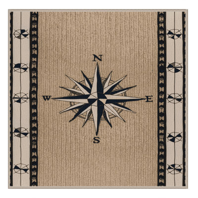  Washable Compass borders Nautical Area Rug