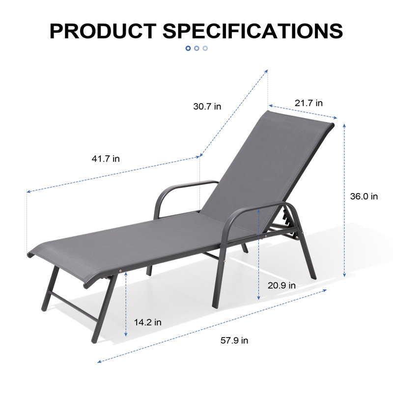 Chaise longue inclinable en aluminium (ensemble de 4), Gris, Gris