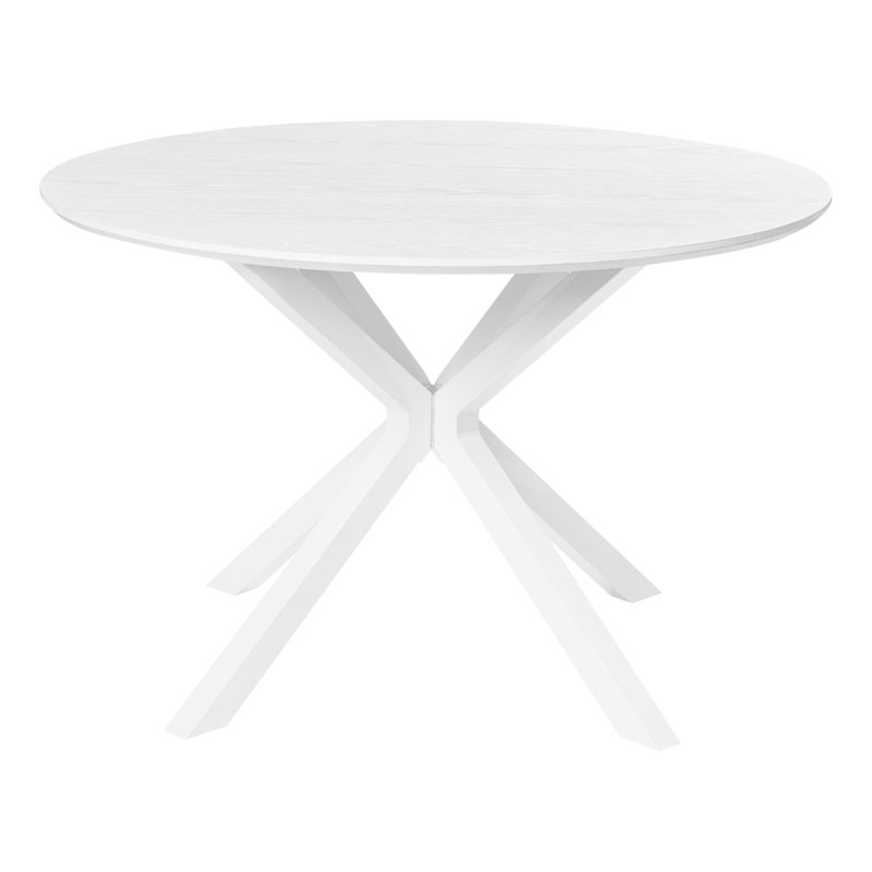 Round Metal Base Dining Table, White