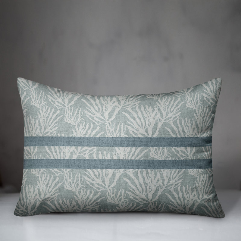  Polyester/Polyester Blend Lumbar Rectangular Pillow Cover & Insert, White/Blue