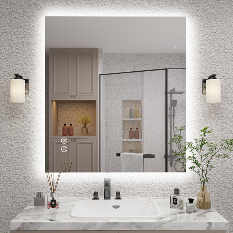 Molly Frameless Anti-Fog 3 Colors Dimmable LED Backlit Wall Bathroom Vanity Mirror, 36" x 40"