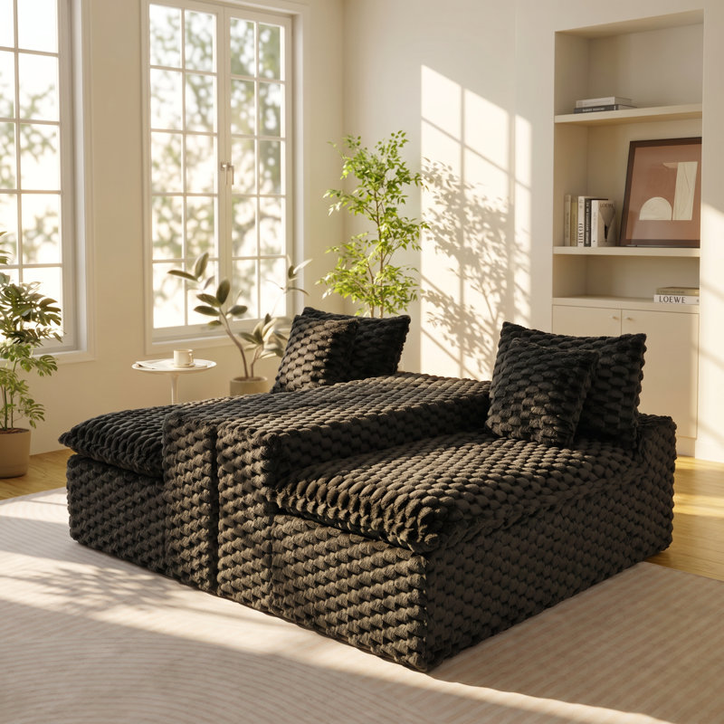 Canapé 4 places Luxury, Black Boucle