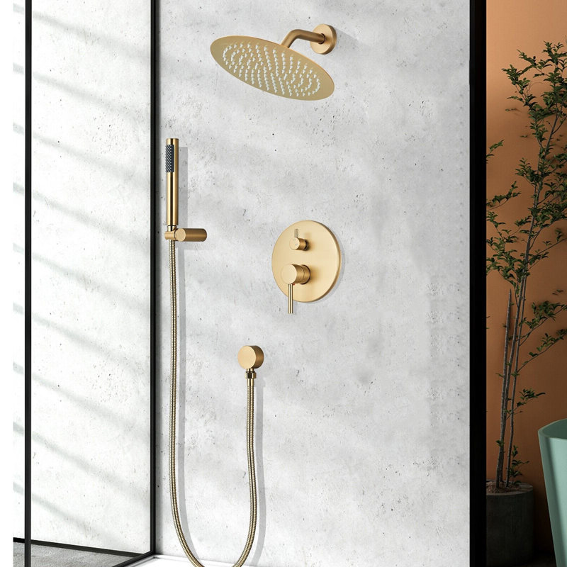 Ensemble de robinet de douche brossé or avec valve 8 po
