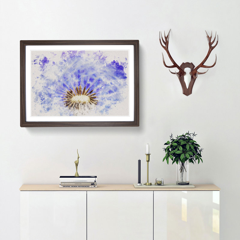 Swirling Dandelion Seeds - Picture Frame Graphic Art Print, 62cm H x 87cm W x 2cm D, Walnut Framed