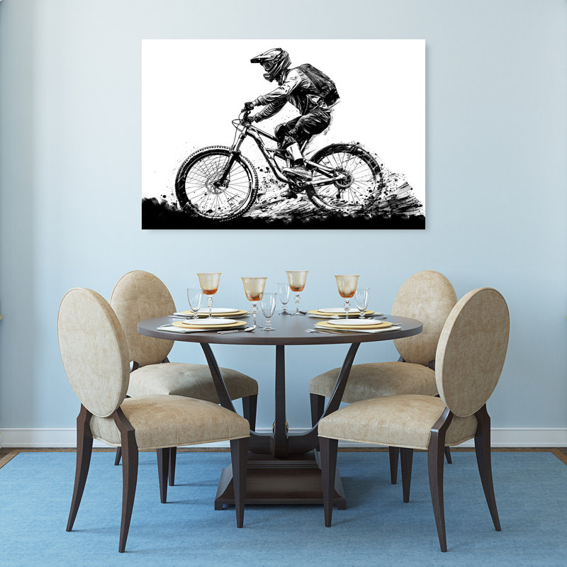 «Extreme Mountain Biking Abstract Contemporary Mountain Landscape», art mural, H 32 po x l 48 po