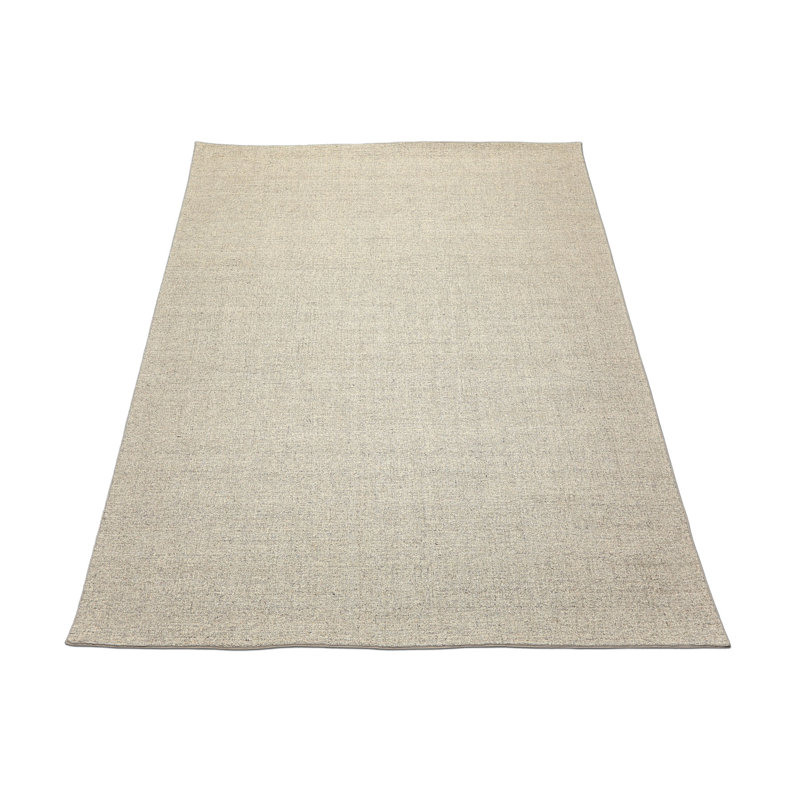 Tapis texturé contemporain ivoire en laine tissé à la main 5 x 5, Ivory/Grey, Round 5'