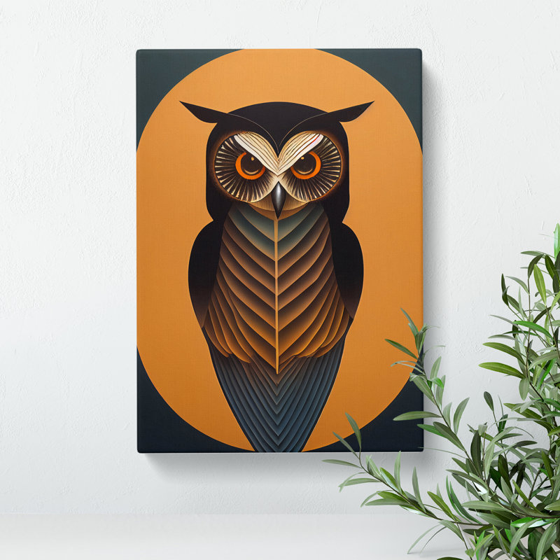 Art Nouveau Owl No.2 - Wrapped Canvas Print, 50cm H x 35cm W x 3cm D