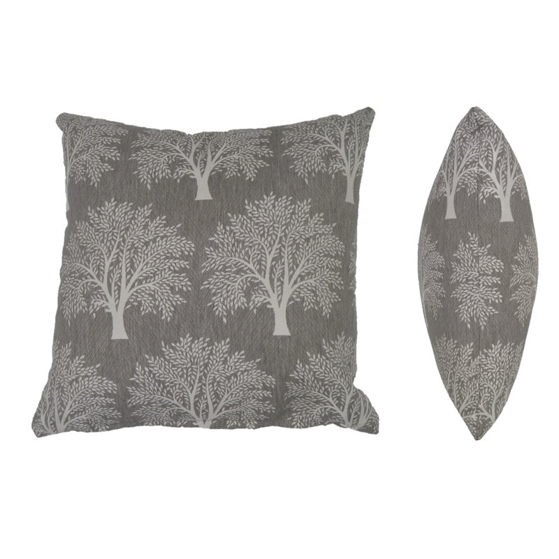 Orsi Floral Square Throw Pillow Cover, Pewter