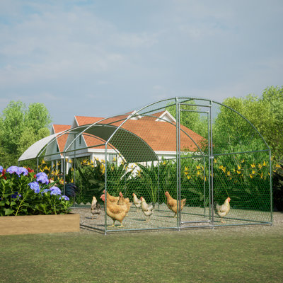 Large Chicken Coop Metal Chicken Run With Waterproof And Anti-UV Cover, Dome Shaped Walk-In Fence Cage Hen House For Outdoor And Yard Farm Use, 1"" Tub -  Tucker Murphy Pet™, C0E9697B670641AFB22C45962F229266