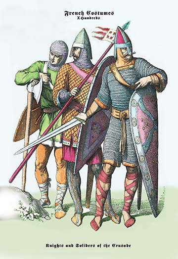 French Costumes Knights and Soldiers Crusades Canvas Print