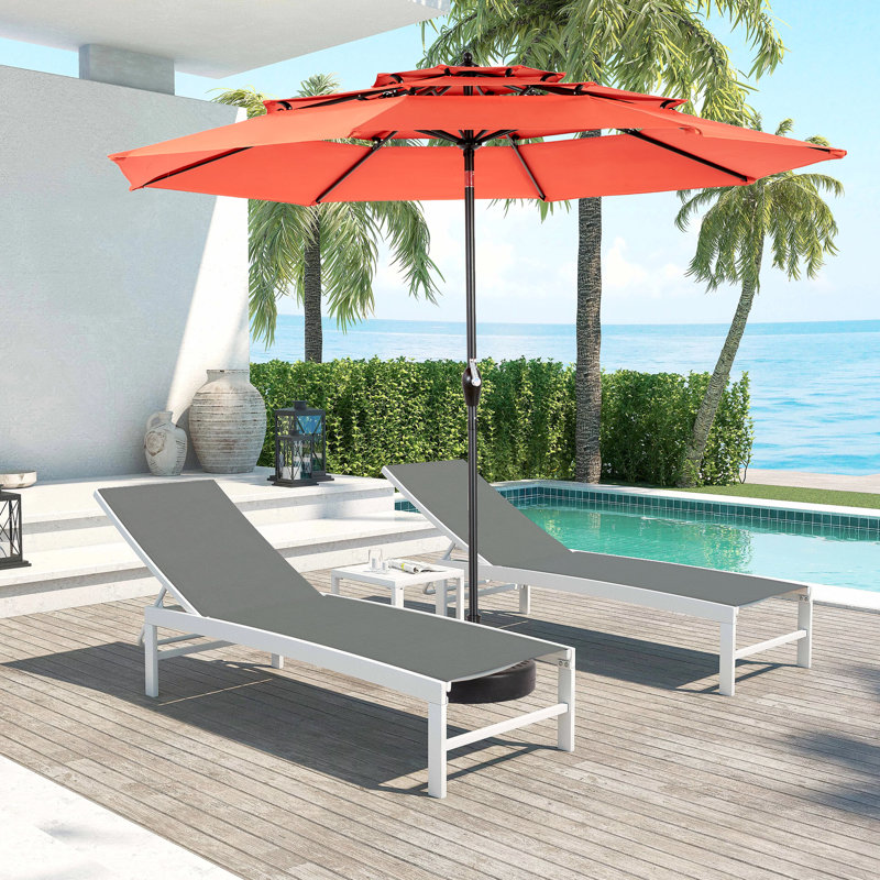 Parasol à 3 niveaux en aluminium pour pelouse 10 pieds