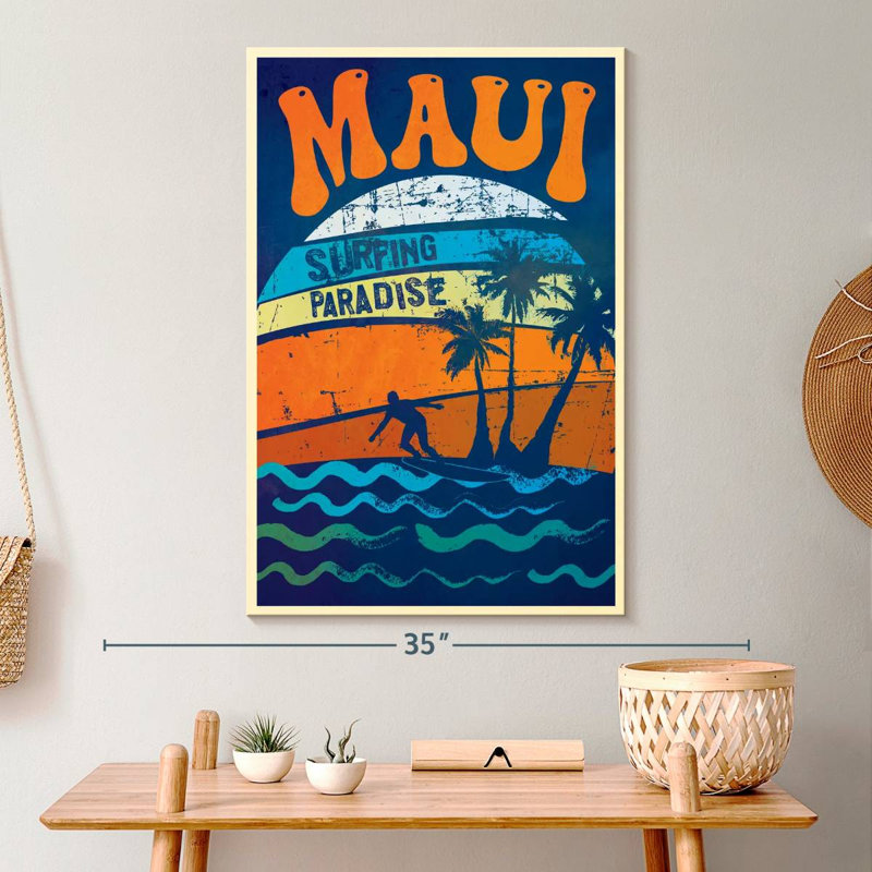 Maui Surfing Paradise sur toile, H 30 po x l 20 po x P 1,25 po