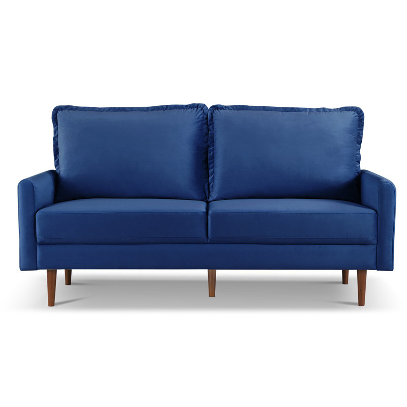 Ellmer Velvet Loveseat, Blue Fabric, 36.4" H x 68.9" W x 31.5" D