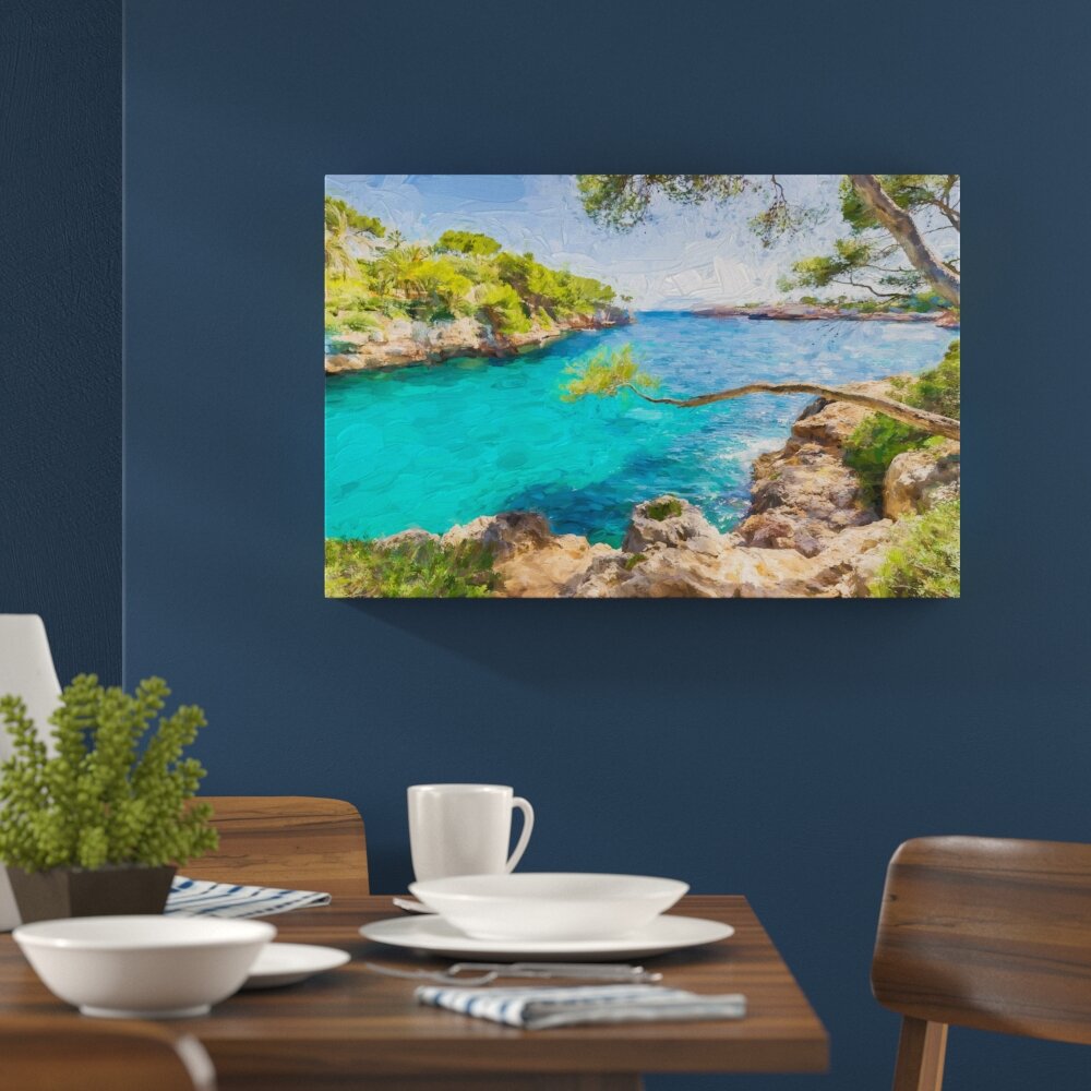 Leinwandbild "Idyllische Ansicht des Mittelmeers am Mallorca Bay Cove", Grafikdruck