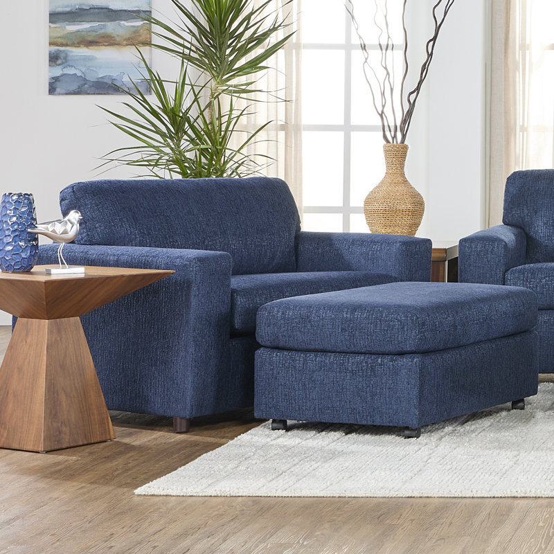Repose-pieds avec roulettes Hughes Furniture 18600, Contour saphir