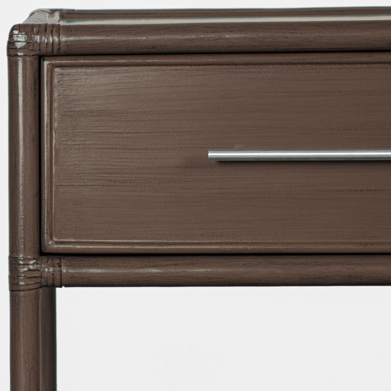 Olivia Collection 1 - Drawer Rattan Nightstand, Cocoa