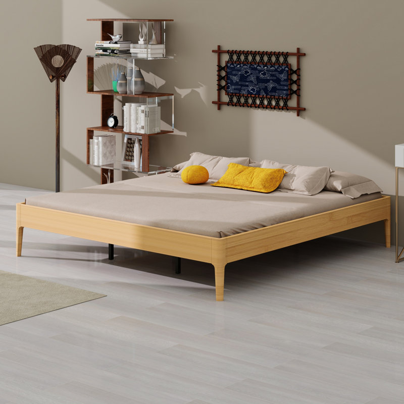 Modern Minimalist Platform Bed, Natural, King