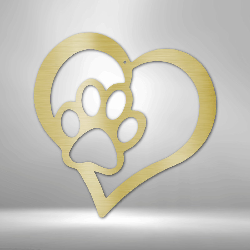 Décoration murale en métal thermolaquée Puppy Love, H 14,25 po x l 14,5 po x P 0,5 po, Doré