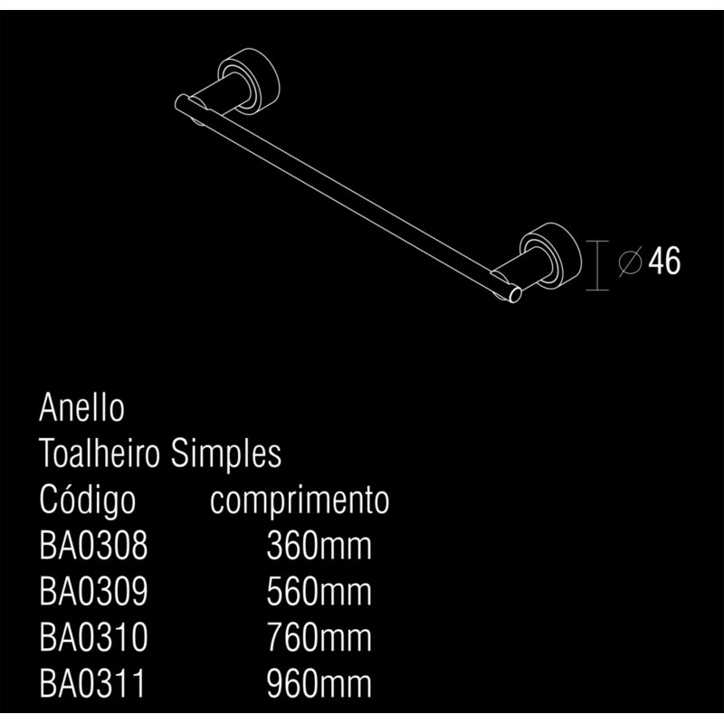 Anello 22 " Wall Towel Bar