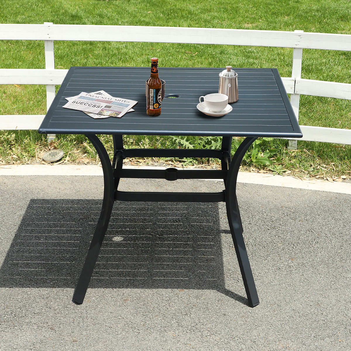 Winston Porter 36" Patio Table For 4, Metal Outdoor Dining Table With ...