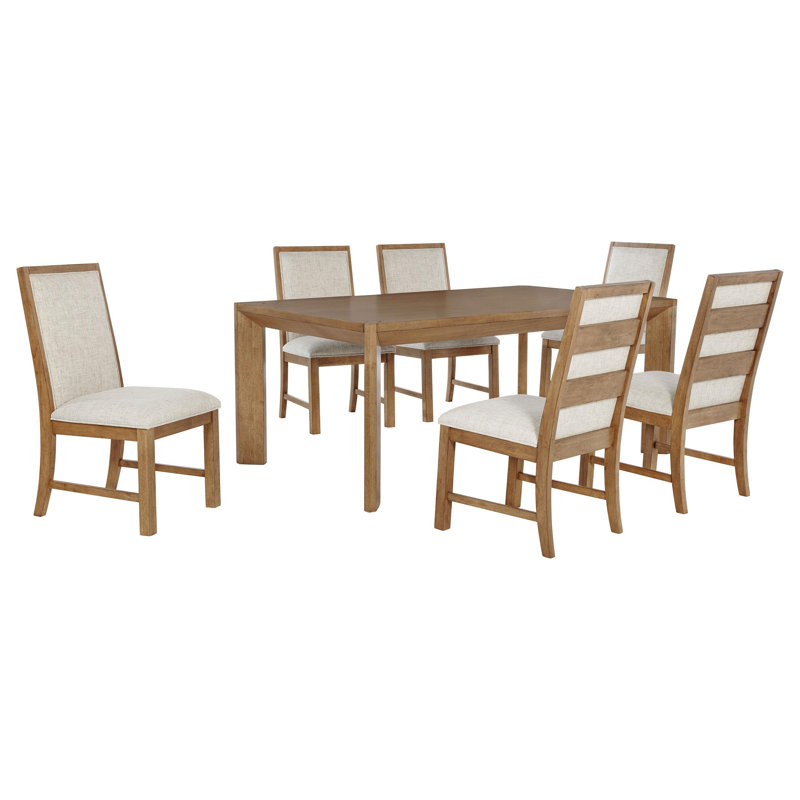 Elyssa 7-piece 72-inch Rectangular Dining Set Natural Brown, 7 Pieces: Table, 6 Chairs