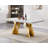 Modern Faux Marble Dining Table Set, Luxury 70.8" Dining Room Table with Velvet Upholstered Chairs, Luxurious Kitchen Table with Lightning Stainless Steel Pedestal, Rectangle Dining Table Set-1386155014-1386155009-1386155010