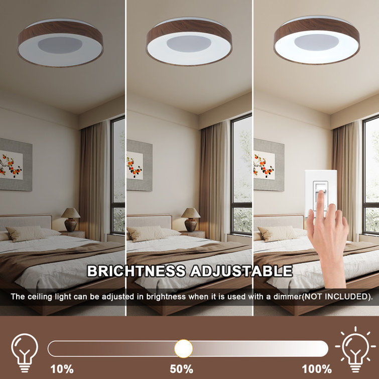 Walnut Finish Large LED Flush Mount (Set of 2)
