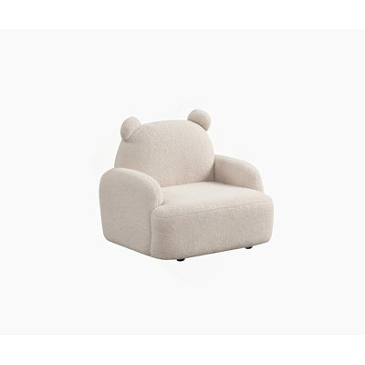 25.5"W Beige Sherpa Bear-Shaped Kids Armchair