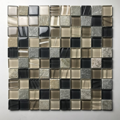 Carreau de mosaïque pour mur et piscine à bord droit en verre et pierre 12 po x 12 po New Era