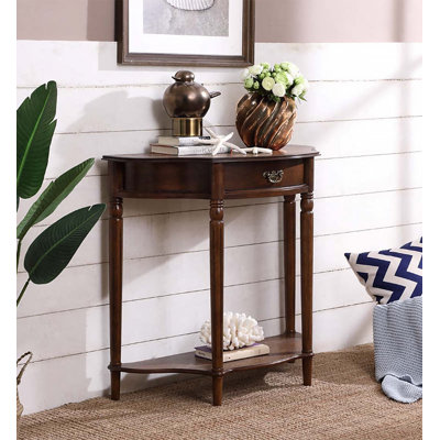 Console en bois massif Vintage Farmhouse, table d'appoint incurvée avec tiroir et tablette inférieure ouverte pour le rangement du vestibule