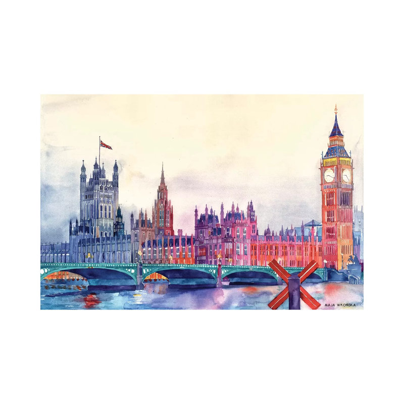 Sunset In London I - Wrapped Canvas Painting, 20.32 cm H x 30.48 cm W
