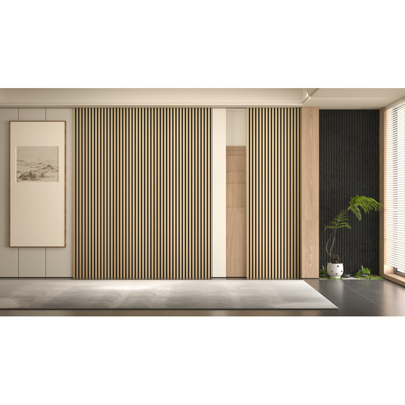 Panneaux muraux 3D en bois 24 po x 45 po, panneaux insonorisants décoratifs pour murs et plafonds, panneaux muraux en bois à lattes 3D