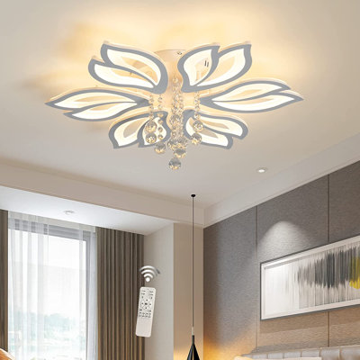 Calletana 6-Light Acrylic LED Flush Mount, Dimmable Modern Ceiling Light, White Acrylic Flower Light