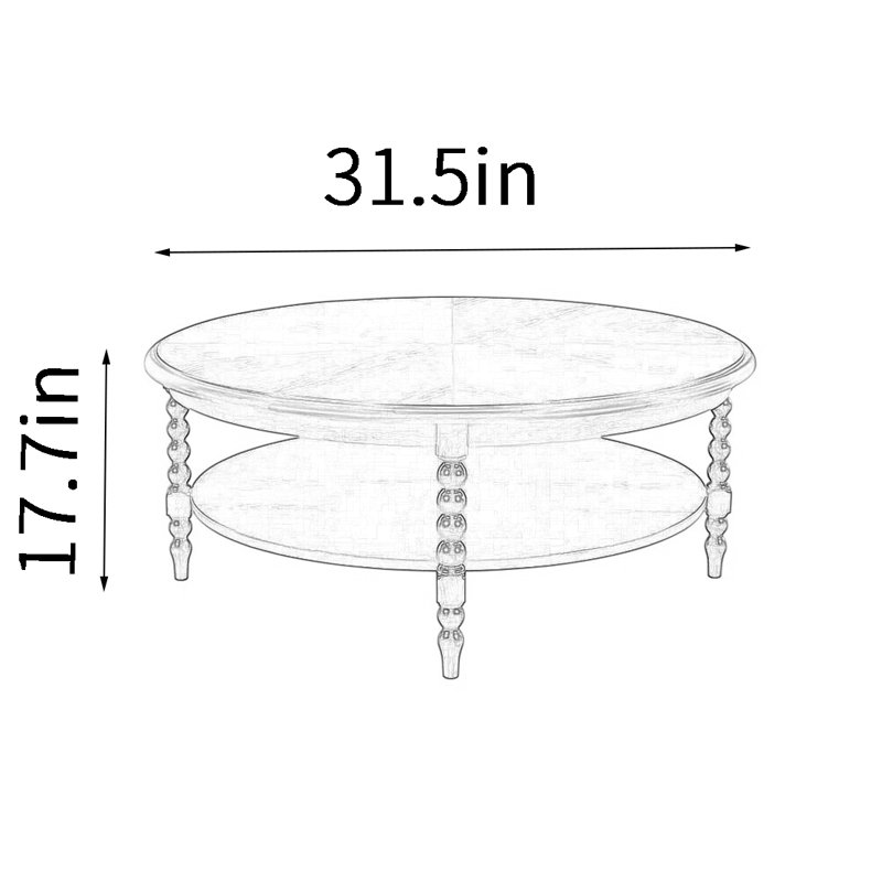 Vintage round end table, 17.7" H x 31.5" L x 31.5" W