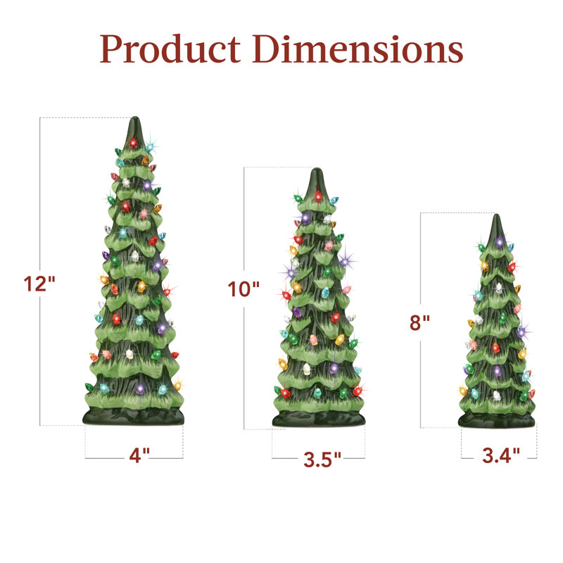 1' Lighted Artificial Christmas Tree, Clear/White Lights