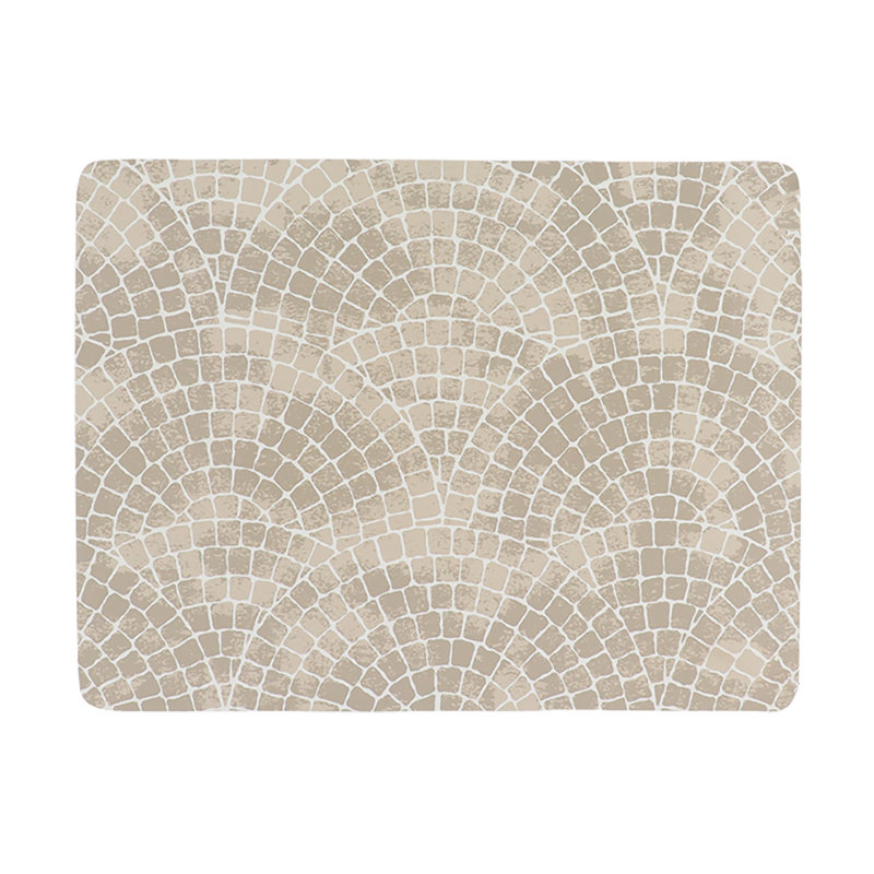Decorative Bath Mat 24x18 – Ultra Absorbent Quick Dry Rug with Anti-Slip Rubber Backing, Beige Mosaic