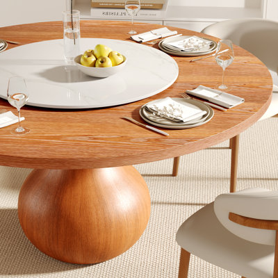 Otelia 4/6/8 Person Solid Wood Dining Set With Lazy Susan