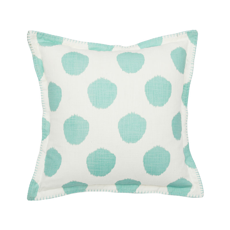 Polka Dots Cotton Blend Throw Pillow, Light Blue